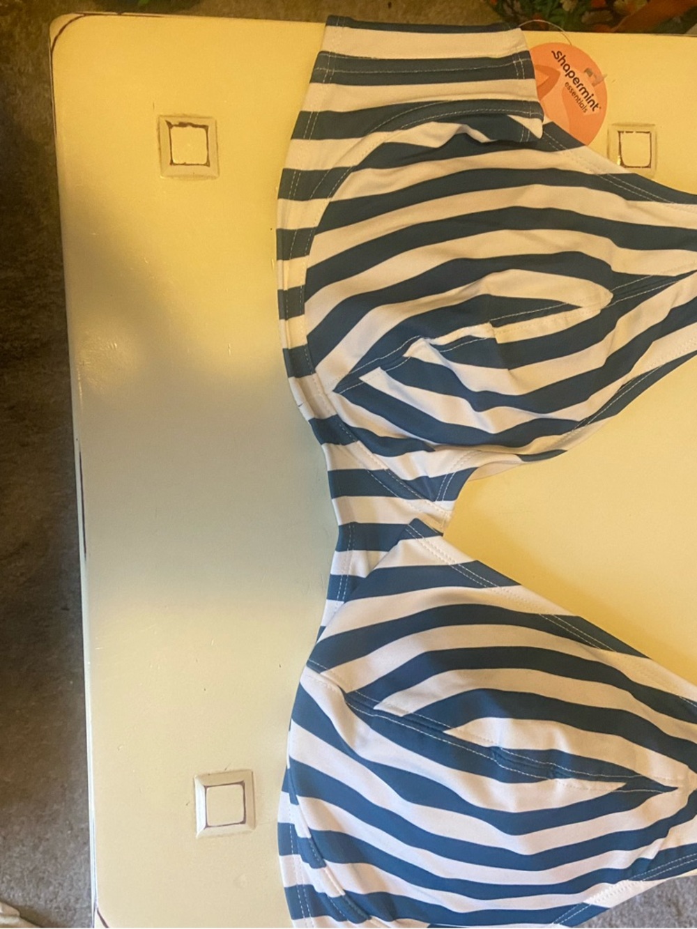 Brand new Shapermint Blue & White Striped High Waisted Swim Skirt